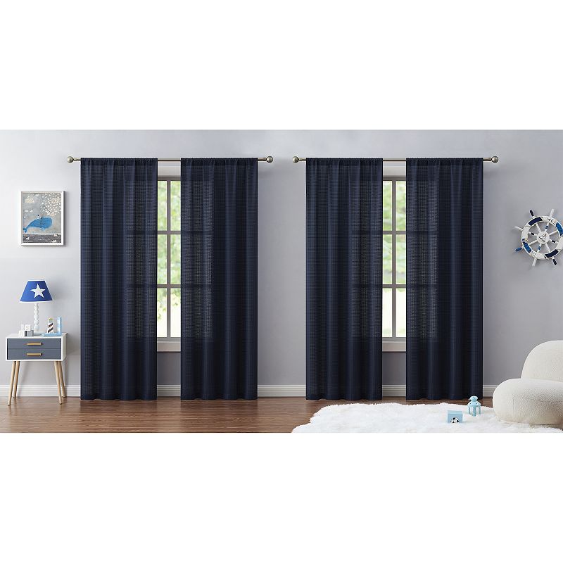 Hopscotch Hayden 4-Piece Waffle Room Darkening Curtain Panel Set