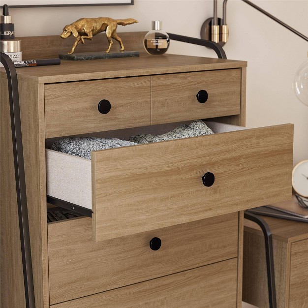 Bushwick Tall 5 Drawer Dresser Natural Novogratz