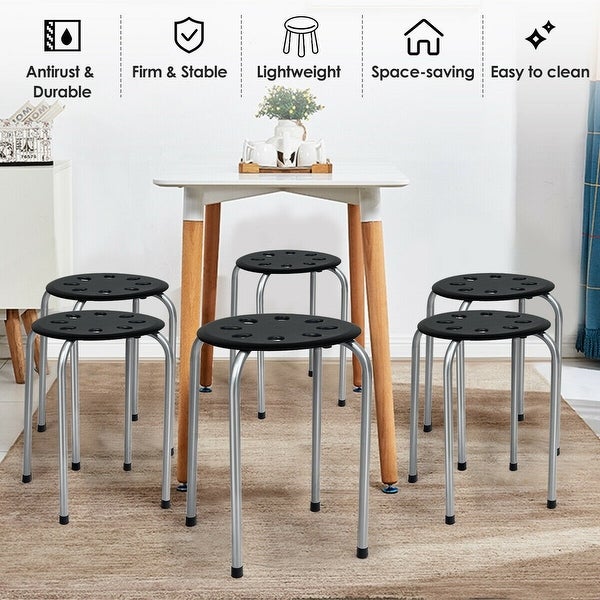 Set of 6 Portable Plastic Stack Stools - 14.5