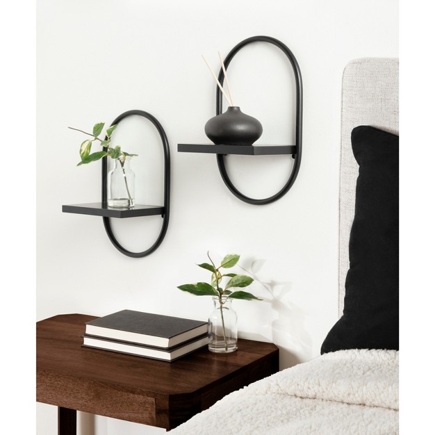 Set Of 2 Olav Wall Shelf Set Black Kate amp Laurel All Things Decor