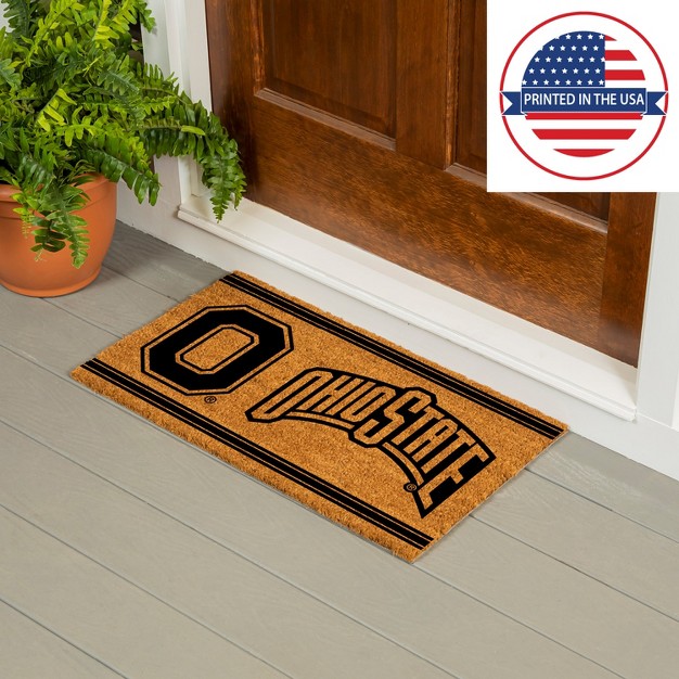 Evergreen Ohio State University Logo Turf Mat Brown 28 X 16 Inches Indoor Outdoor Doormat