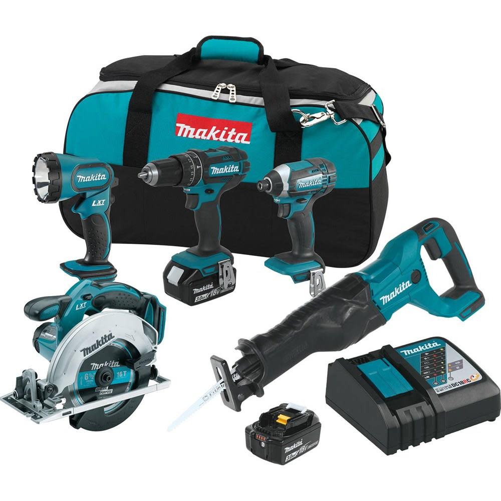 Makita 18 Volt LXT Lithium-Ion Cordless Combo Kit (5-Tool) XT505 from Makita