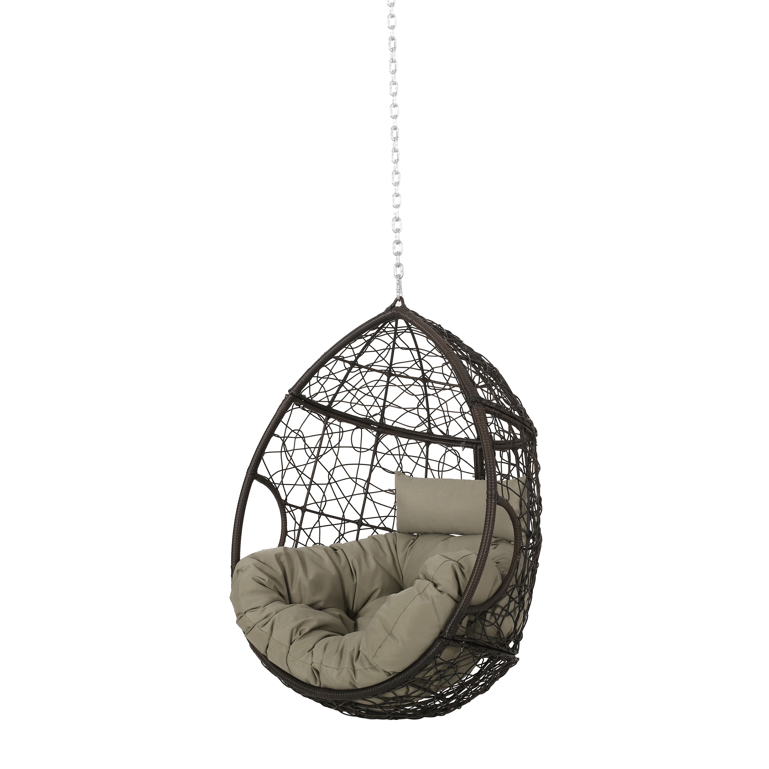 Alannah Outdoor and Indoor Wicker Hanging Chair with 8 Foot Chain (NO STAND)