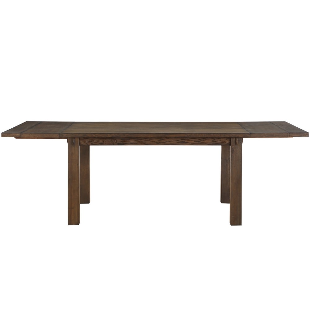 Rectangular Dining Table with Leaves in Dark Oak