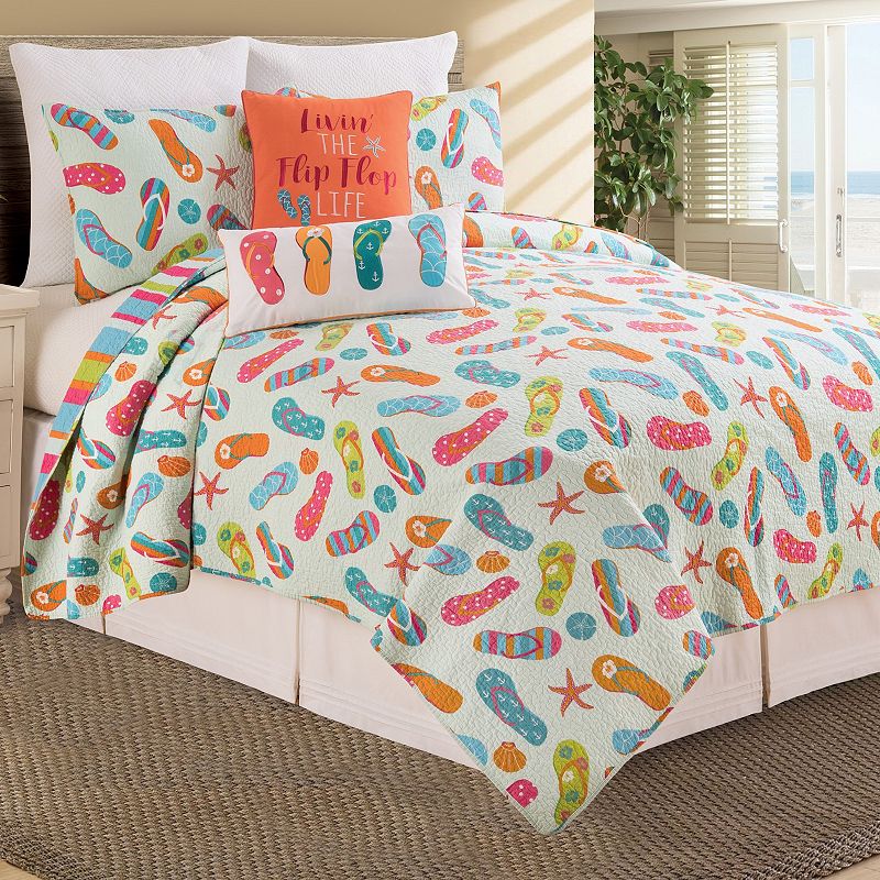 CandF Home Beach Flip Flops Quilt Set with Shams