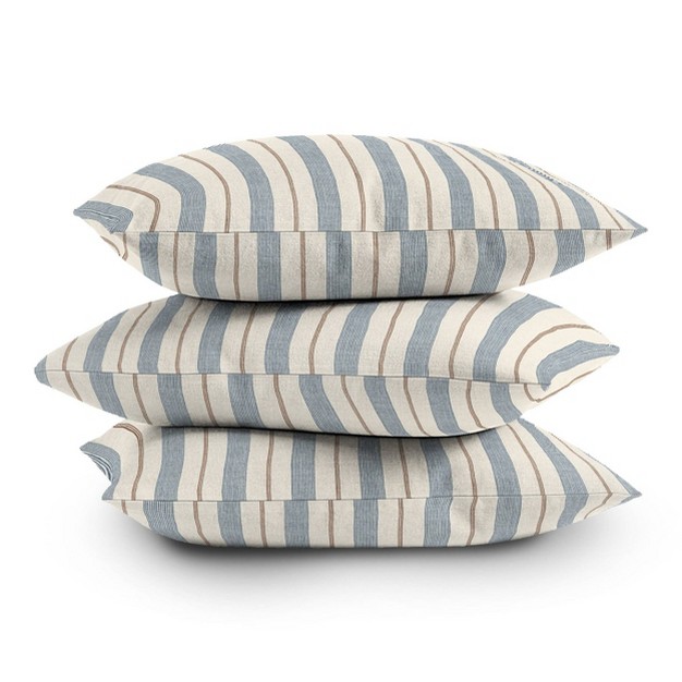 Little Arrow Design Co Ivy Stripes Outdoor Throw Pillow Cream blue Deny Designs