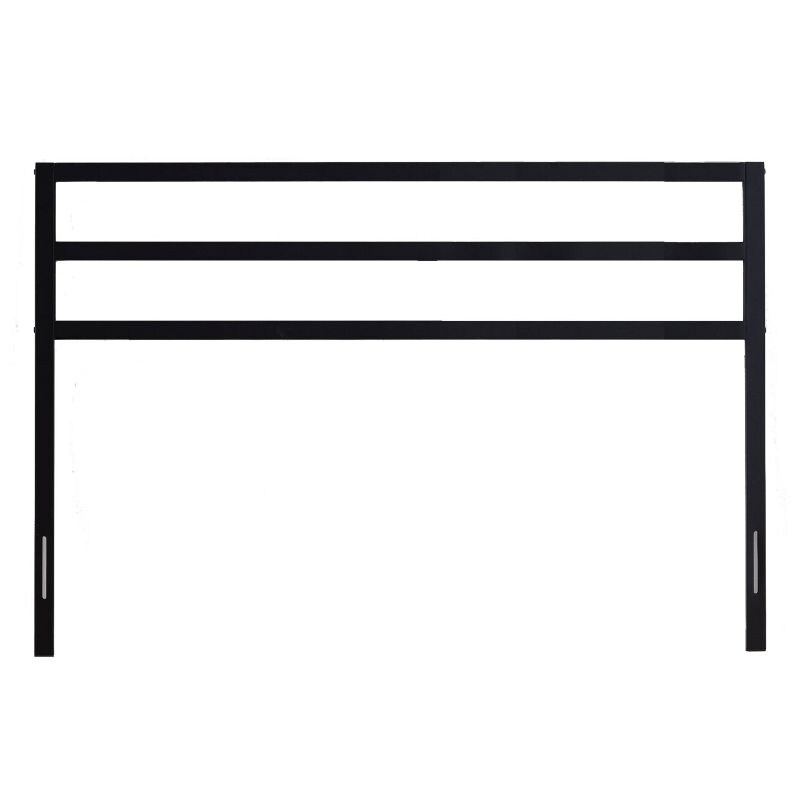 Modern Slatted Headboard in Matte Black Metal Finish