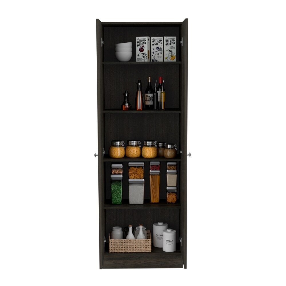 Storage Cabinet Pipestone  Five Shelves  Carbon Espresso / Black Wengue Finish