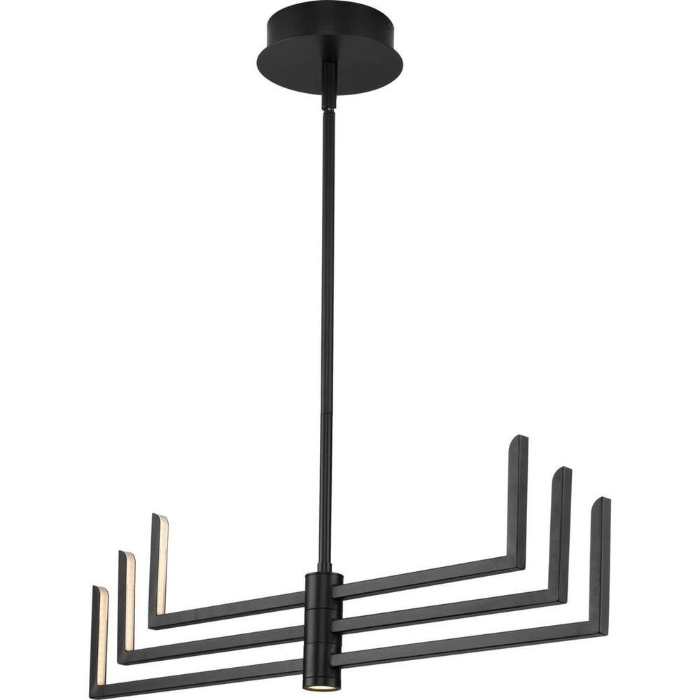 Progress Lighting Pivot LED Collection 6-Light Matte Black Frosted Glass LED Modern Chandelier Light P400260-031-30