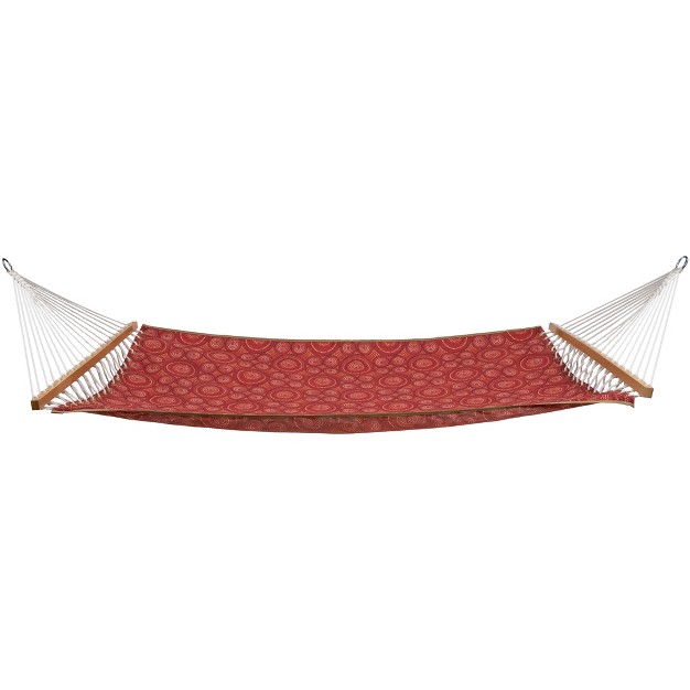 X 55 quot Weather Resistant Red Bohemian Reversible Quilted Double Hammock