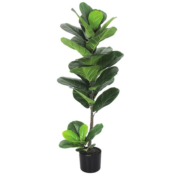 3.5ft Deluxe Artificial Fiddle Leaf Fig Tree Real Touch Plant in Black Pot