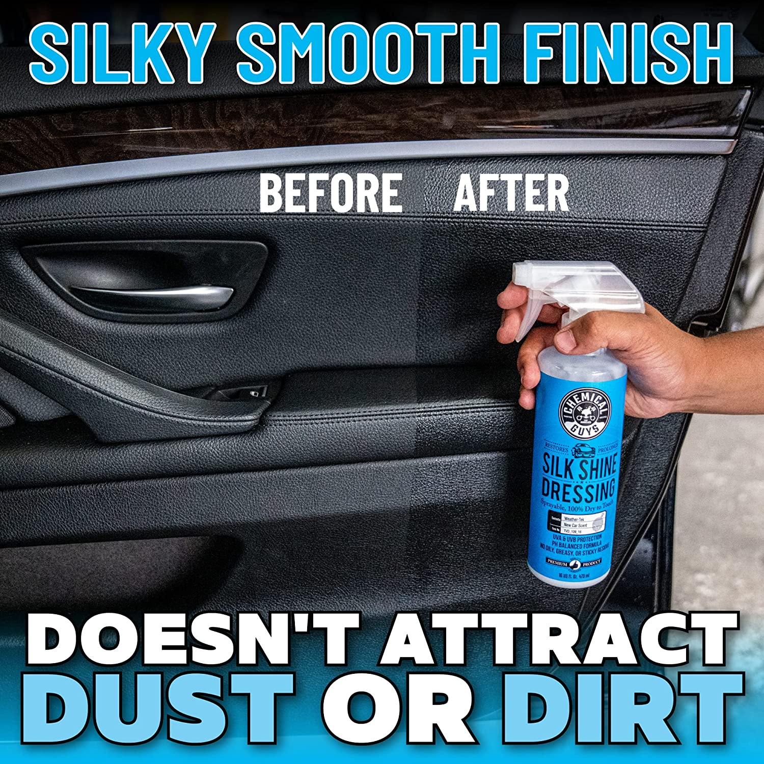 Chemical Guys TVD_109 Silk Shine Sprayable Dry-To-The-Touch Dressing and Protectant for Tires， Trim， Vinyl， Plastic and More， Safe for Cars， Trucks， Motorcycles， RVs and More， 128 fl oz (1 Gallon)