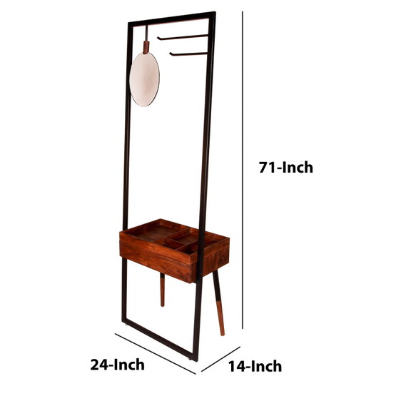 71 inch Metal Frame Coat Rack  Built in Mirror  1 ...