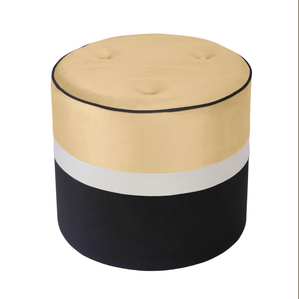 Klondike Two Tone Velvet Ottoman   Transitional   Footstools And Ottomans   by TOV Furniture  Houzz