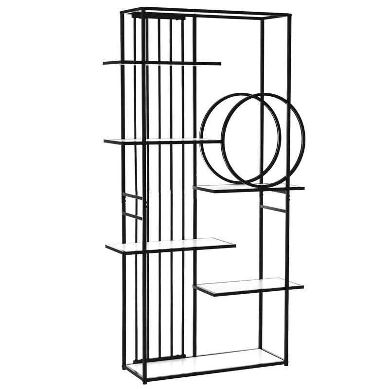 6 Tier Bookshelf  Industrial Bookcases with Metal Frame  Open Large Book Shelf  Tall Display Shelves for Home and Office