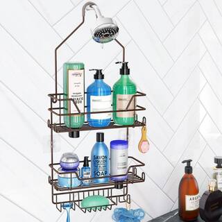 Dracelo Bronze Shower Caddy over Shower Head Hanging Shower Organizer Bathroom Shampoo Holder with Hooks for Razor B09VGCGBLS