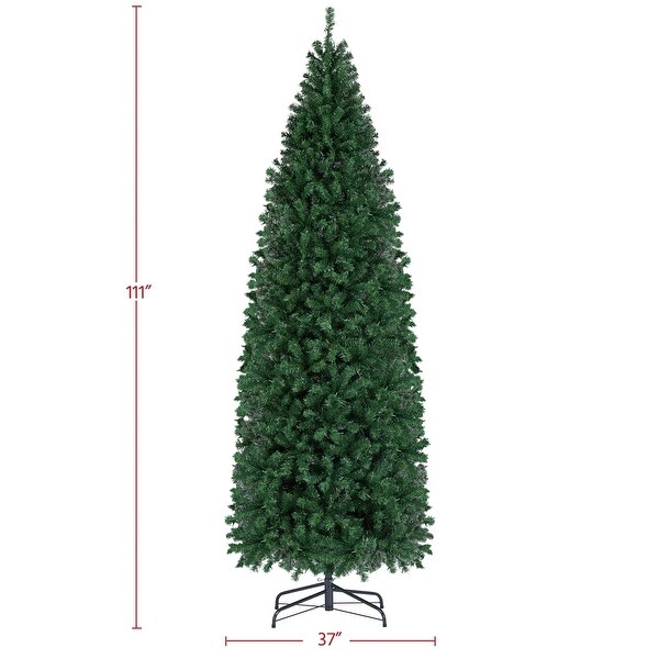 Yaheetech Prelit Artificial Christmas Tree Slim Tree Hinged Spruce