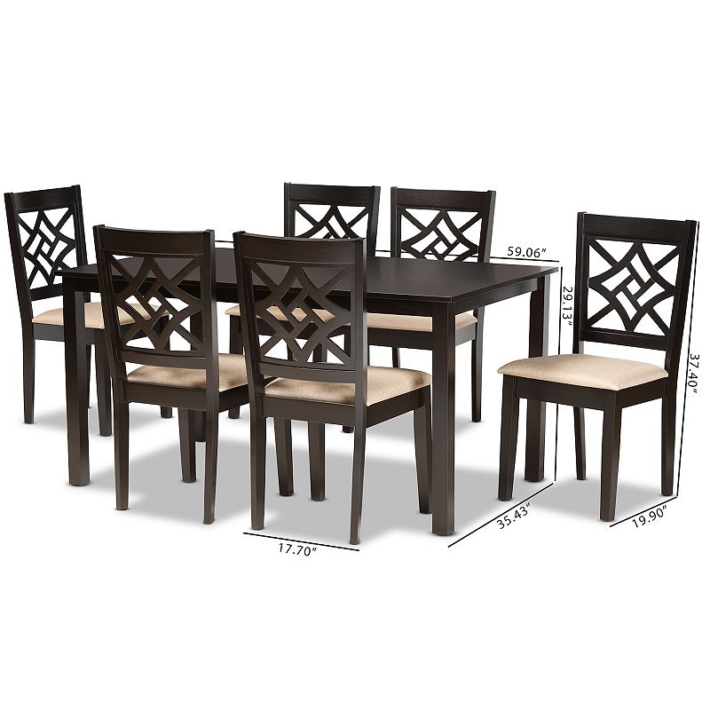 Baxton Studio Nicolette Dining Table and Chair 7-piece Set