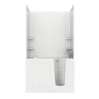 Universal Tubs Rampart 4.5 ft. Walk-in Air Bathtub with Easy Up Adhesive Flat Wall Surround in White H3053RWACA