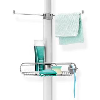 simplehuman 9 ft. Stainless Steel and Anodized Aluminum Tension Pole Shower Caddy BT1062DC