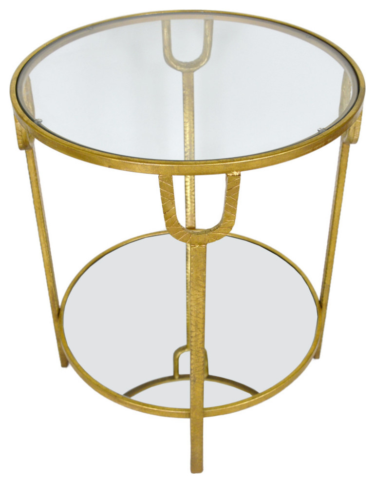 Samiha Gold Round Side Table   Contemporary   Side Tables And End Tables   by Peachtree Fine Furniture  Houzz