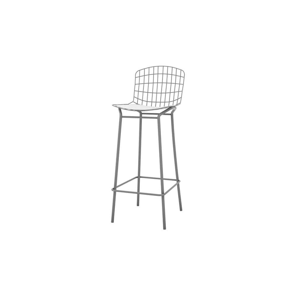 Manhattan Comfort Madeline Charcoal Grey and White Bar Stool (Set of 2) 2-198AMC8