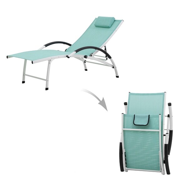 Crestlive Outdoor Adjustable Reclining Chaise Lounge Chair with Arms and Headrest，Aluminum or Steel Frame Options