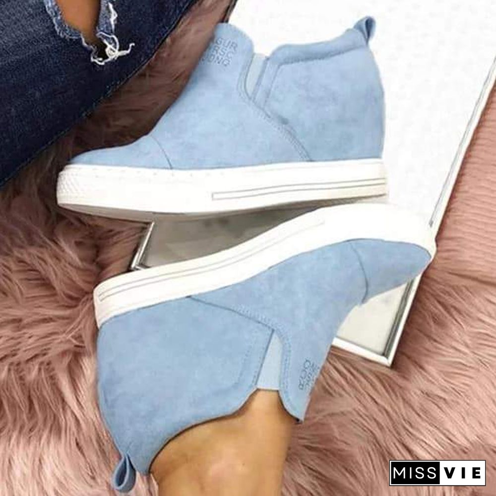 Letter Slip On Wedge Sneakers