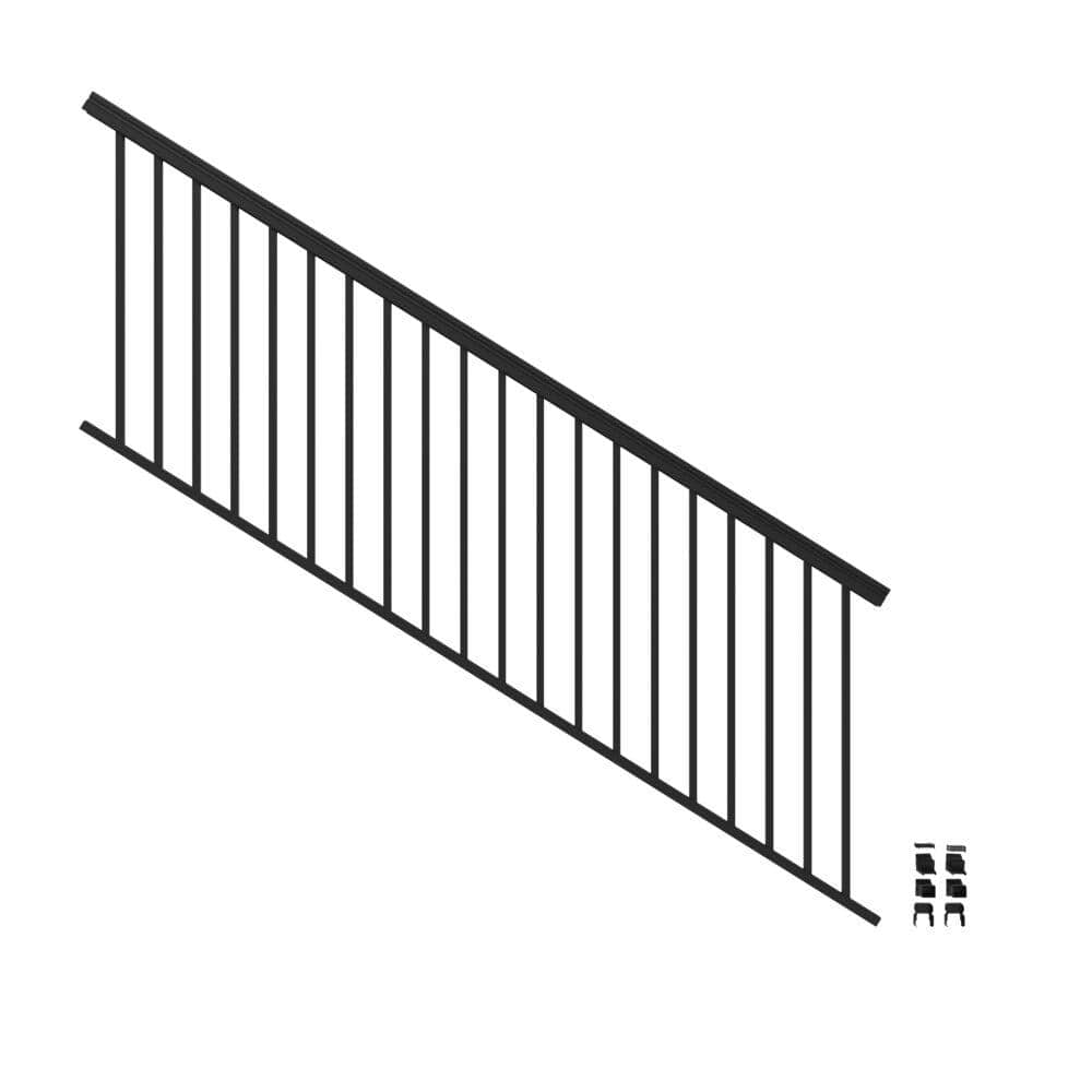 Barrette Outdoor Living VersaRail Classic 8 ft. x 36 in. Matte Black Aluminum Rail Stair Kit 73043030