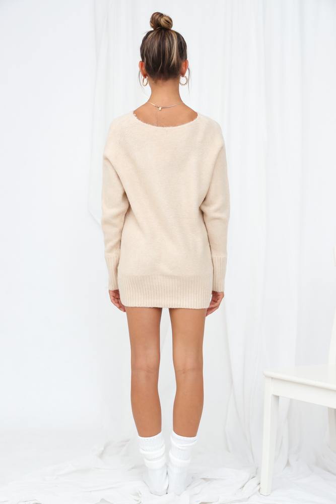 Not My Reality Knit Jumper Beige