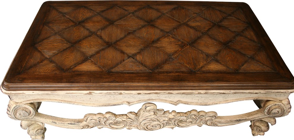 Baroque Louis XV Cocktail/Coffee Table  Oak Parquet  Ornately Carved   French Country   Coffee Tables   by EuroLuxHome  Houzz