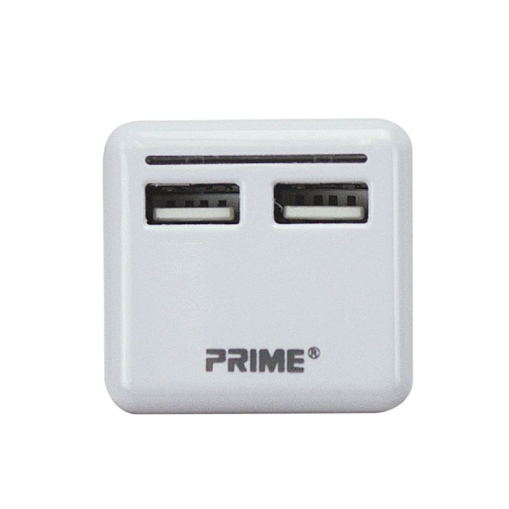 Prime 2 Port USB Travel Charger with Retractable Plug ;