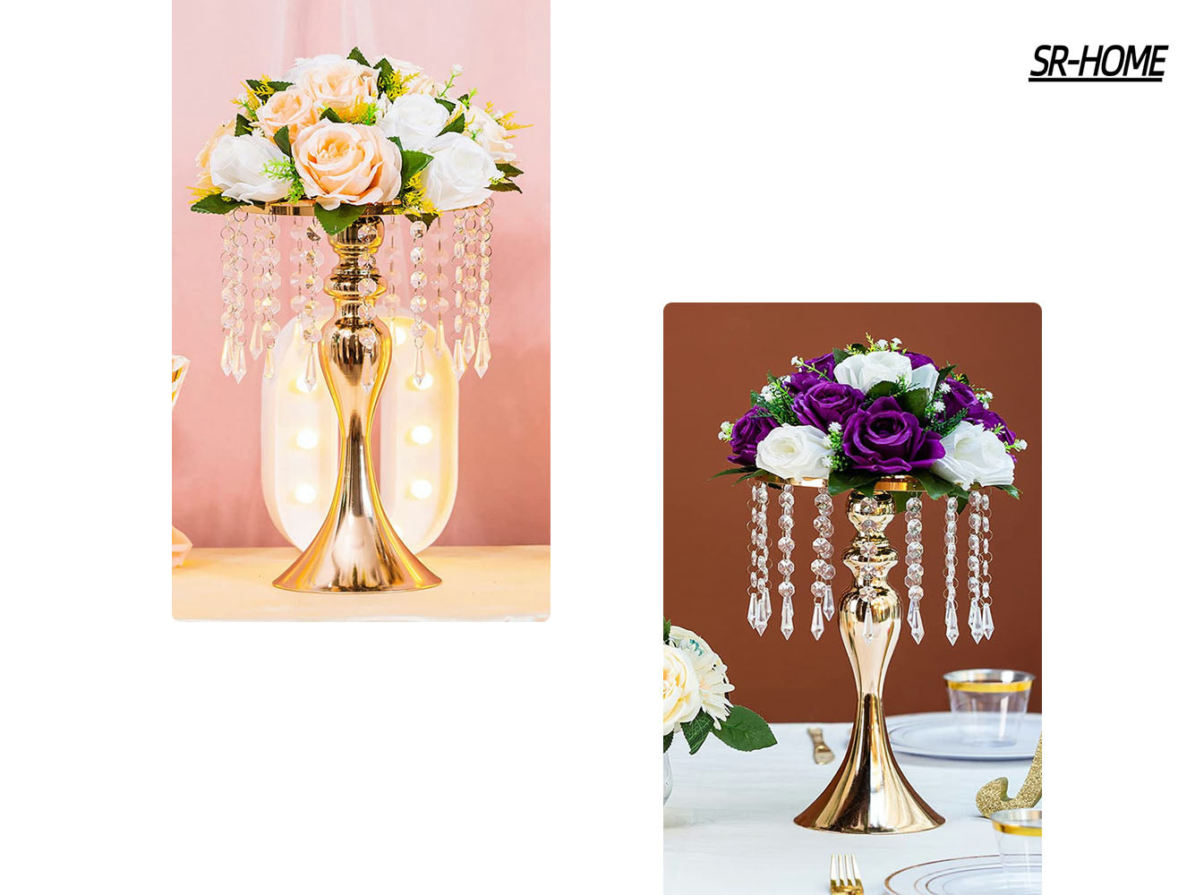 Versatile Metal Flower Arrangement Stand,Elegant Wedding Centerpieces Flower Vase, Crystal Flower Stand for Wedding Party Dinner Event Restaurant Hotel Decoration