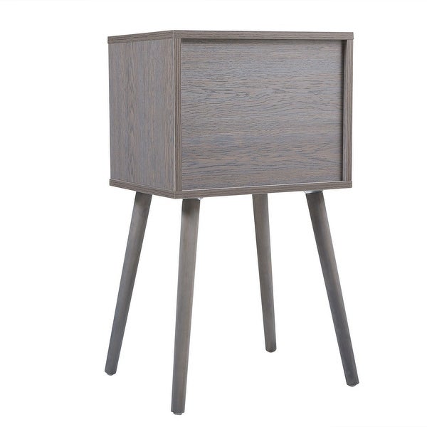 2-Drawer Gray and White End Side Table Nightstand 11.82 in. W x 15.87 in. D x 28.15 in. H (Set of 2 ) - - 37068684