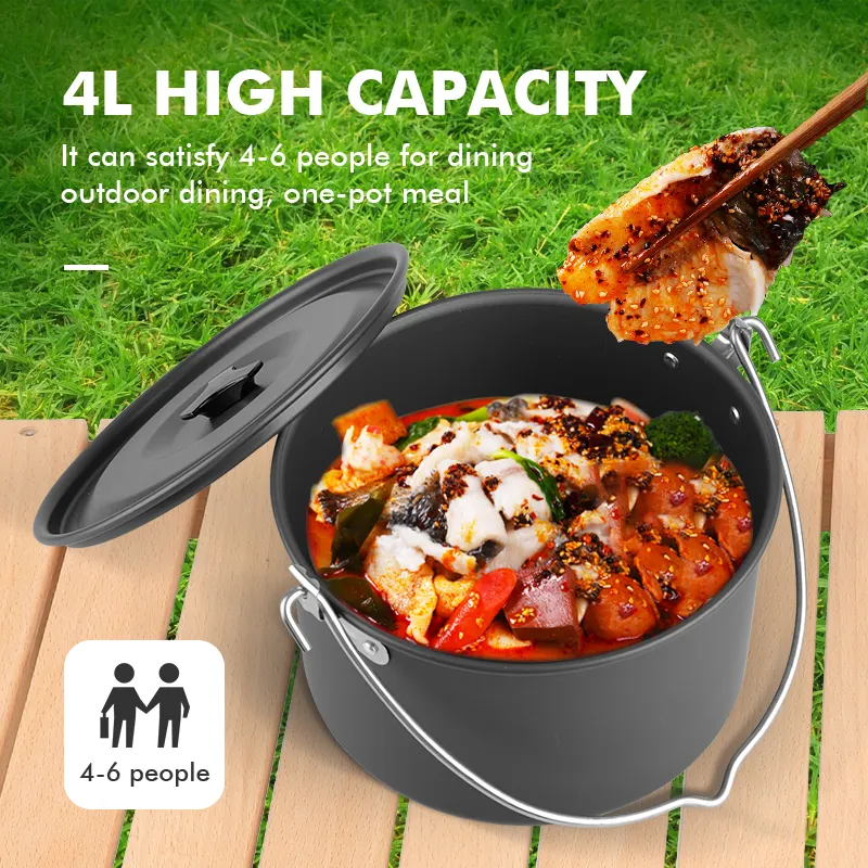 KingGear Durable Lightweight Camping Pot Cookware Portable Cooking Pot for Outdoor Camping Hiking