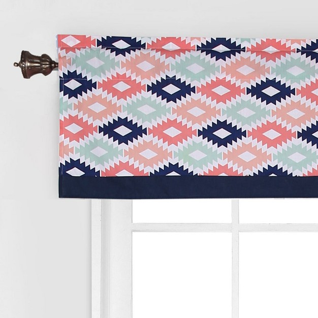 Bacati Emma Aztec Print Coral mint navy Window Valance