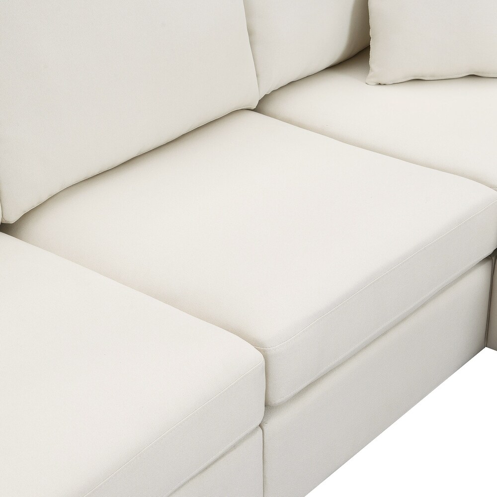 L Shaped Couch Sectional Sofa with Convertible Ottoman   2 Pillows