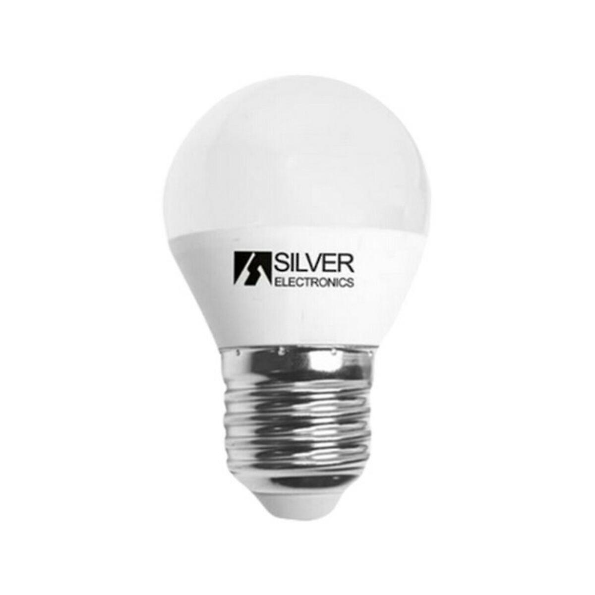 Spherical led light bulb silver electronics 960727 e27 7w warm light