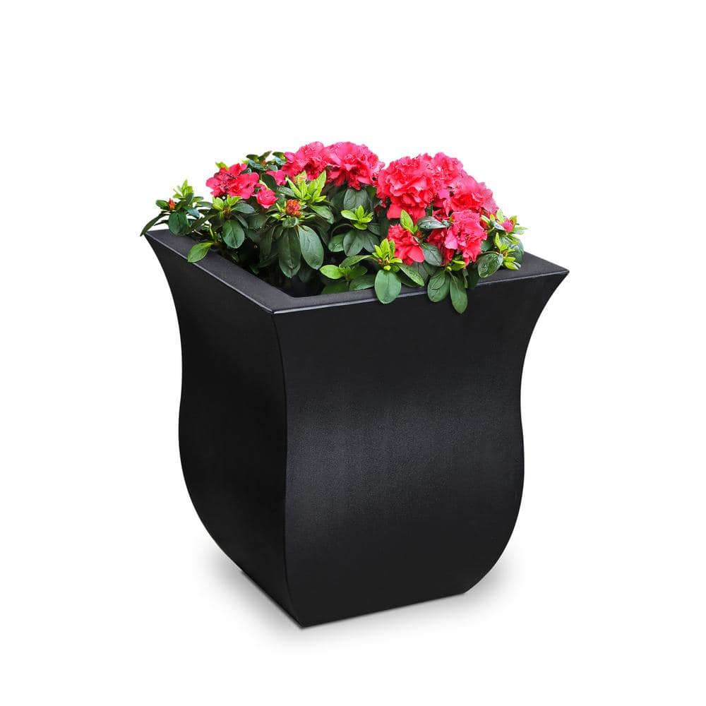 Mayne Valencia 16 in. Square Black Polyethylene Planter 5873-B