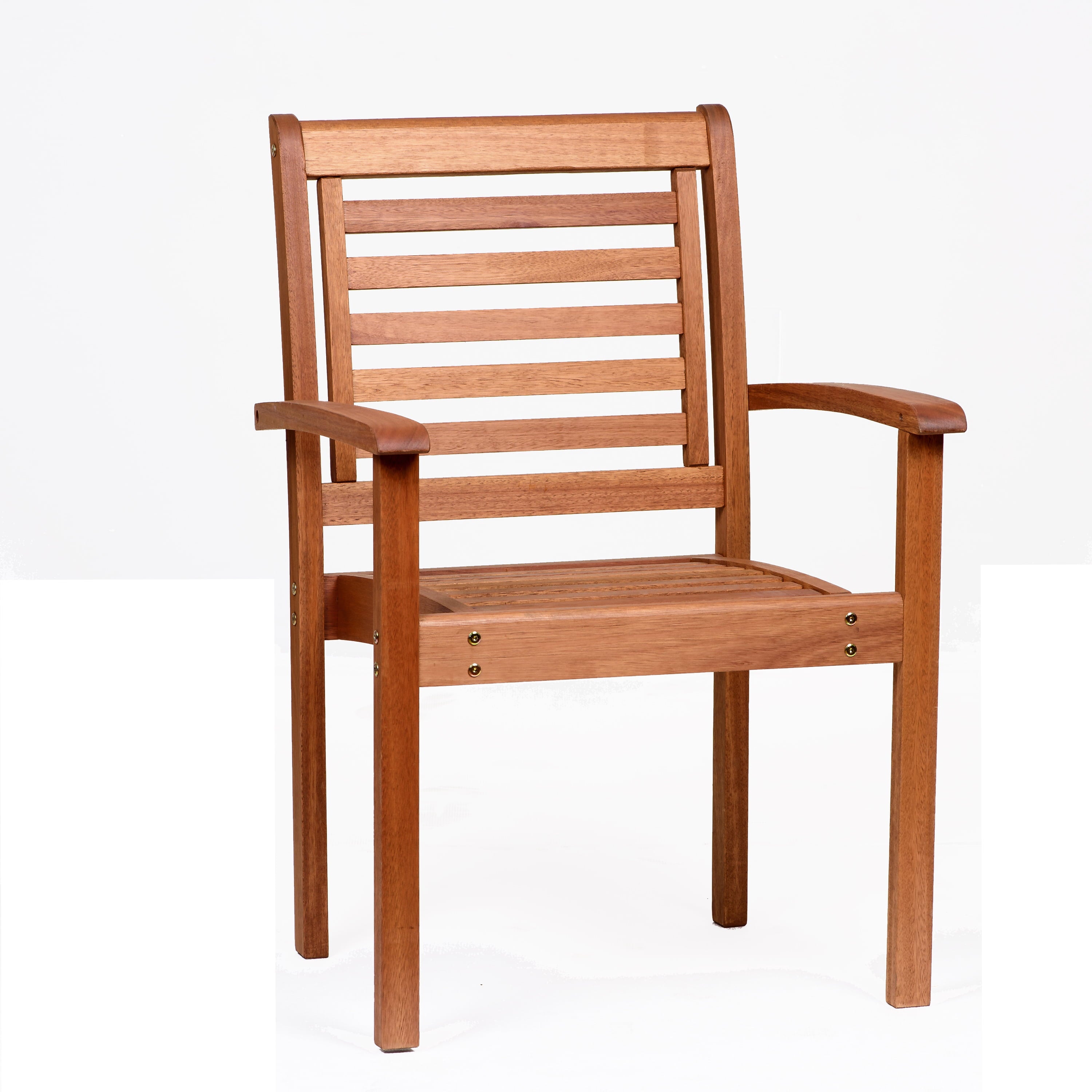 Amazonia Milano 1-Piece Stackable Chair | Eucalyptus Wood | Ideal for Outdoors and Indoors, Brown