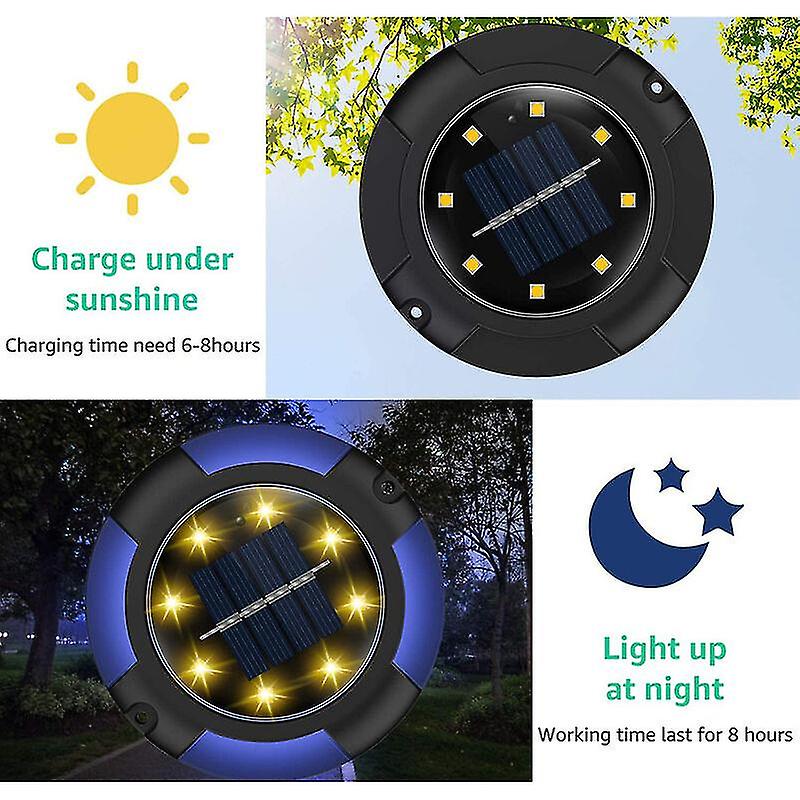 Outdoor Solar Light， 8 Pack 8led Ground Light Garden Lighting Ip67 Solar Lamp Recessed Spotlight For Pathway Terrace Underground Courtyard