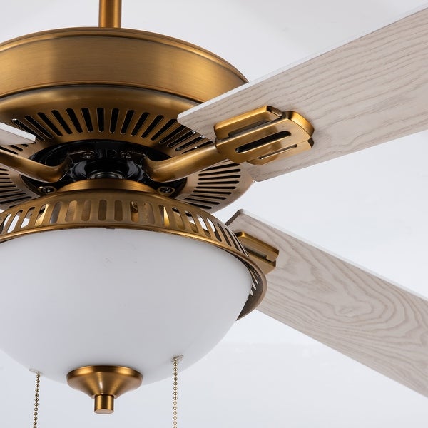 Leila River of Goods Brass and Glass 52-Inch Ceiling Fan with Light - 52