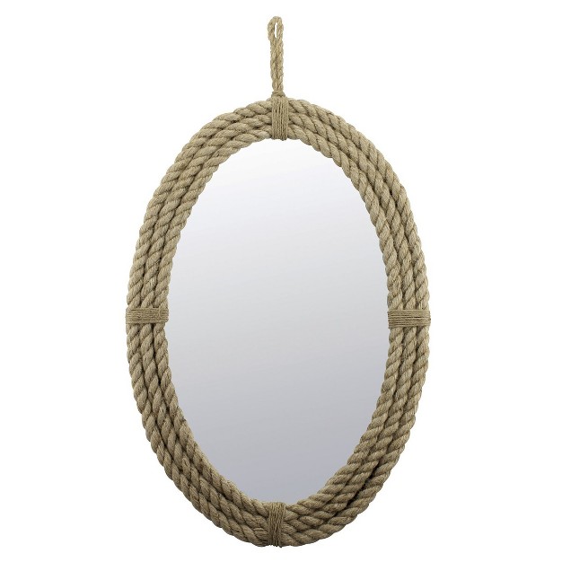 X 16 5 quot Decorative Oval Rope Wall Mirror With Loop Hanger Tan Stonebriar Collection