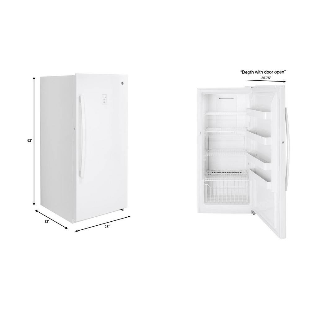 GE Garage Ready 14.1 cu. ft. Frost Free Defrost Upright Freezer in White FUF14SMRWW