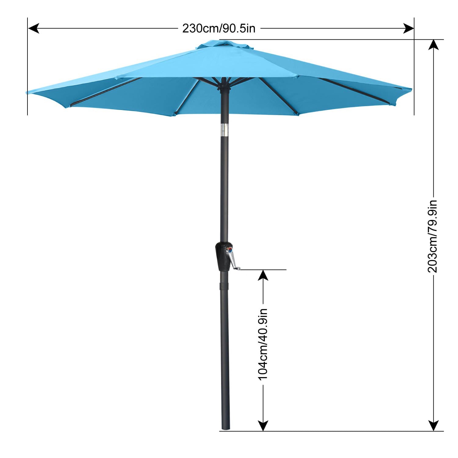 ABCCANOPY 7.5FT Patio Umbrella with Push Button Tilt, 8 Ribs 13+Colors, Turquoise