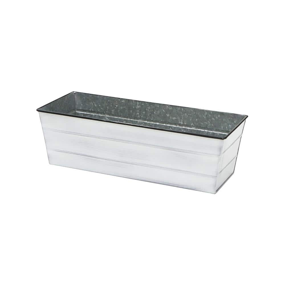 ACHLA DESIGNS 24 in. W Cape Cod White Medium Galvanized Steel Flower Box Planter C-20W