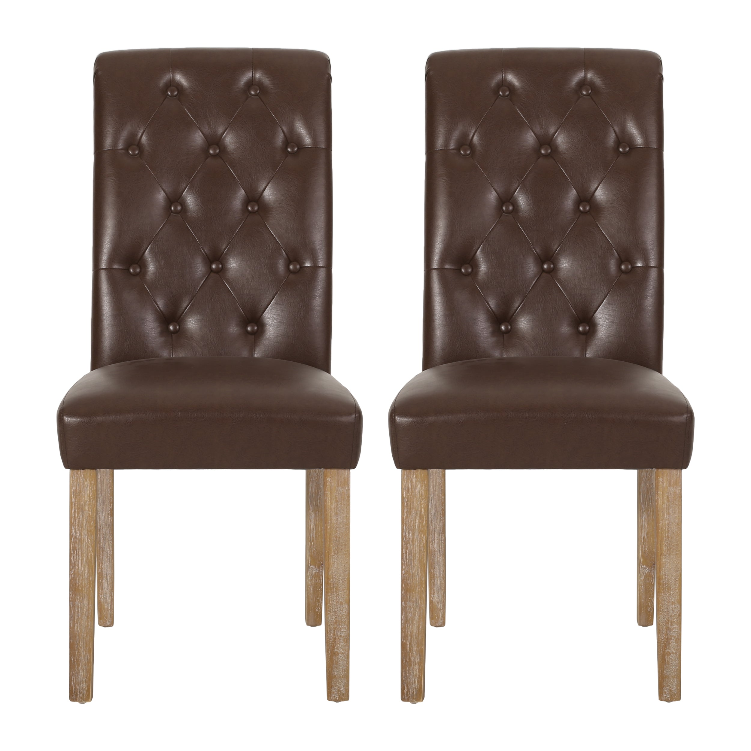 Larkspur Contemporary Faux Leather Tufted Dining Chairs, Set of 2