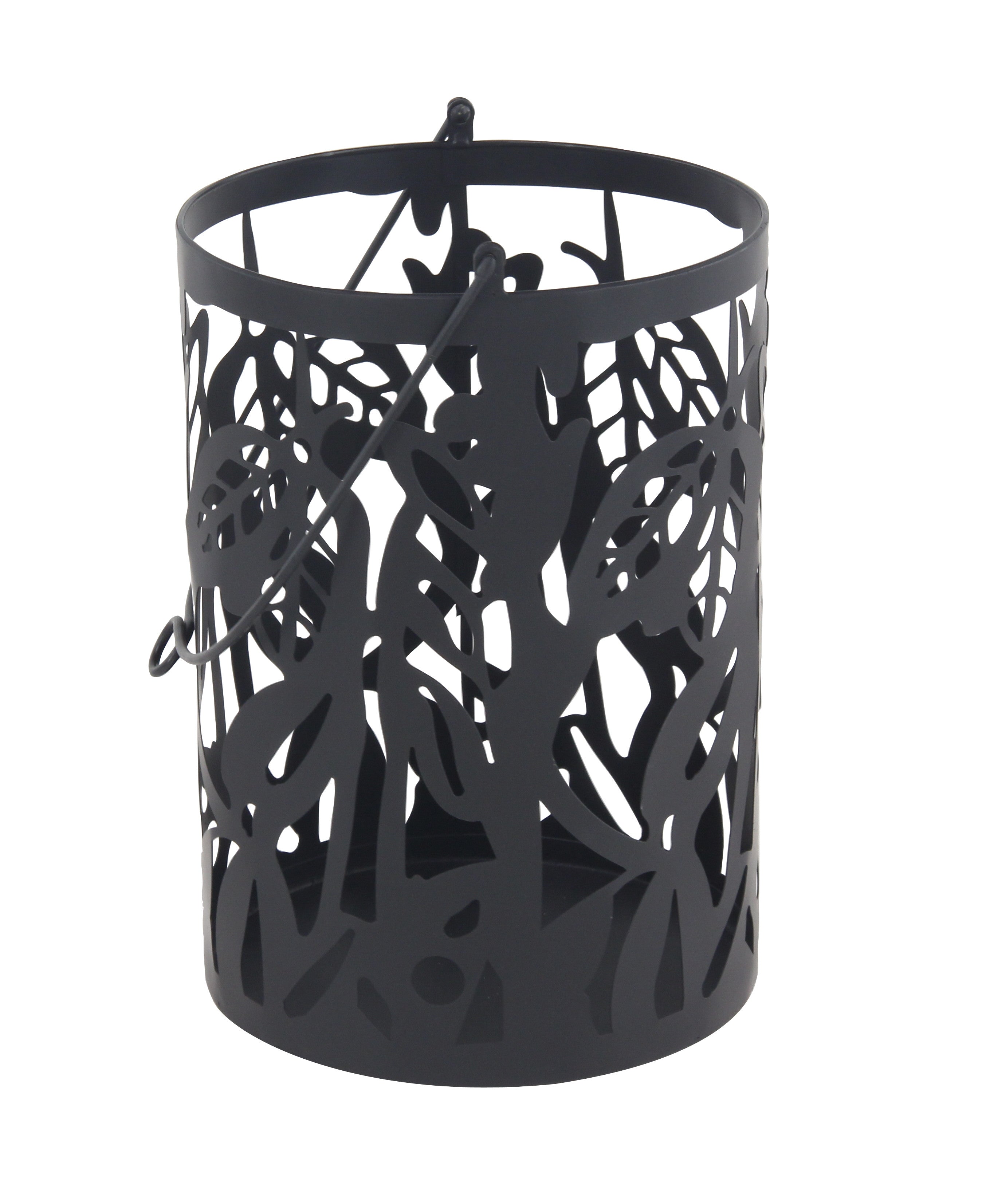 Decmode Eclectic 11 And 14 Inch Round Black Iron Candle Lanterns - Set of 2