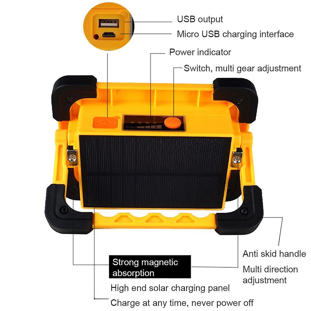 Solar Power Floodlight Led Spotlight Flood Light Outdoor Led Projector Reflector Bouwlamp Construction Lamp Rechargeable 18650