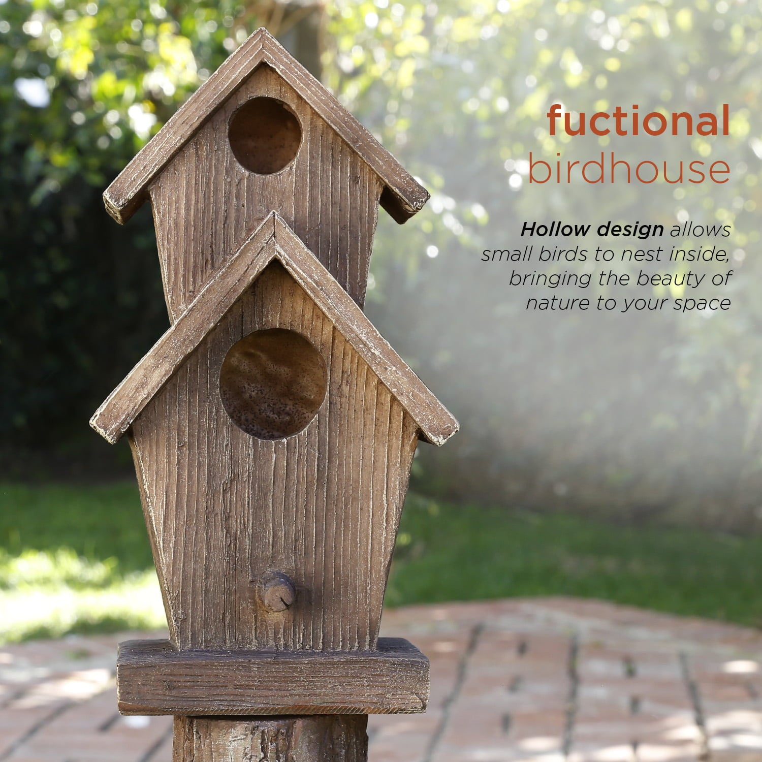 Alpine Corporation 35-Inch Fountain and Birdhouse with Cardinal Figurine